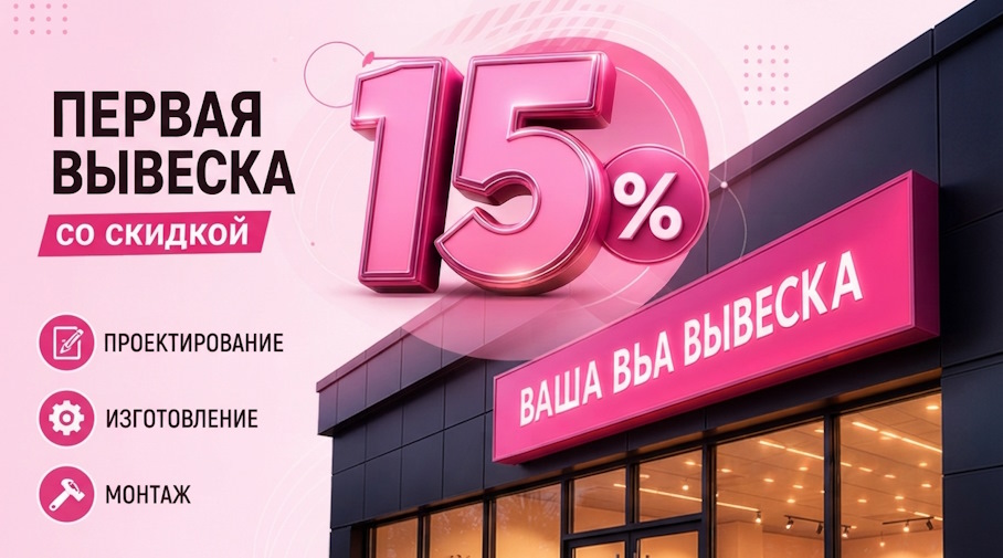 Акция! Первая вывеска со скидкой 15%